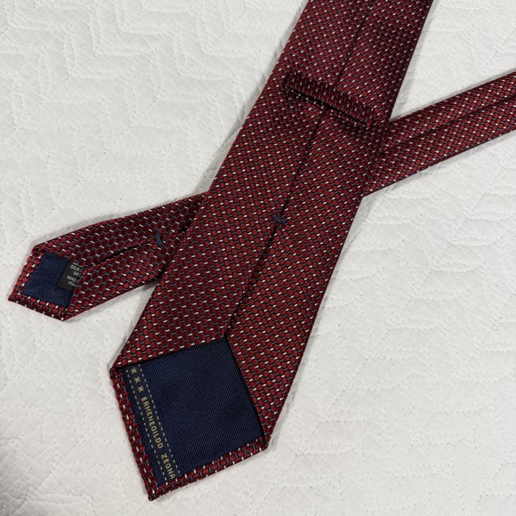 Ermenegildo Zegna Silk Tie Mens Burgundy Navy Geometric Honeycomb 59"x3.5" EUC - Picture 5 of 8
